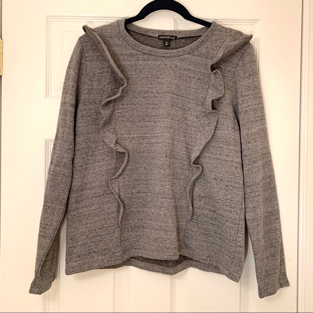 🆕 J. Crew Mercantile Ruffle Gray Sweatshirt